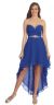 Strapless High Low Formal Prom Dress with Twist at Bust in Royal Blue